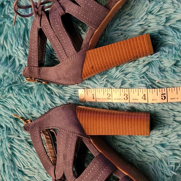 Parker Sky Blue Lace Up Block Heels Size 6 - Picture 7 of 10